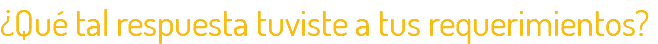 ¿Qué tal respuesta tuviste a tus requerimientos?